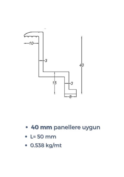 Güneş Paneli Montajı İçin Kenar Tutturucu Tutucu 40 Mm - Sabitleme - 50 Adet Kenar -