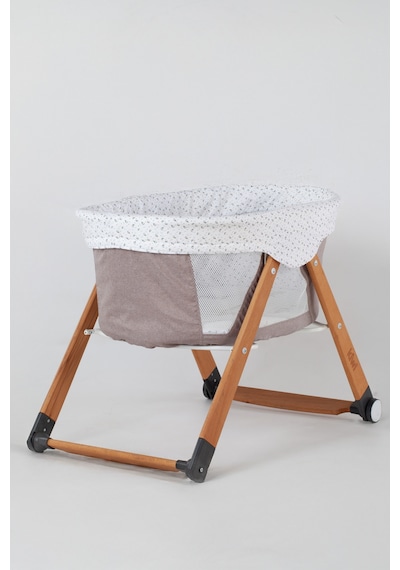 Kiwi Sleeper Anne Yanı Beşik, Portatif, Sallanır, Katlanır, Tekerlekli Bebek Beşiği - Luna Desen Coffe