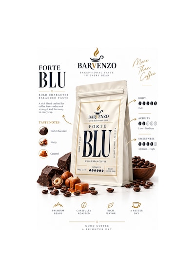 Barvenzo Forte Blu 500 G Yoğun Karakter Nitelikli Kahve French Press