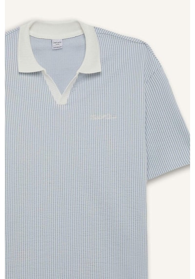Defacto Dokulu Boxy Fit Polo Tişört F8351AX25AU