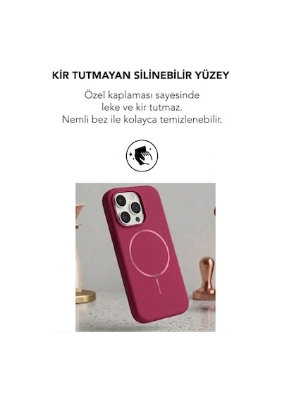 Apple İphone 15 Pro Max Uyumlu Magsafe Lansman Silikon Kılıf Koyu Pembe