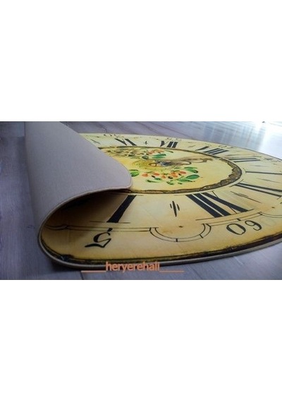 Foto Baskılı Oval Halı Artist Saat 90X140 Cm Çok Renkli