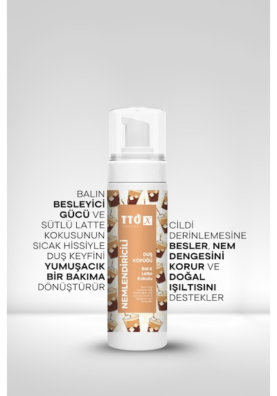 Tto -X Nemlendiricili Duş Köpüğü Bal&Latte Kokulu 200Ml