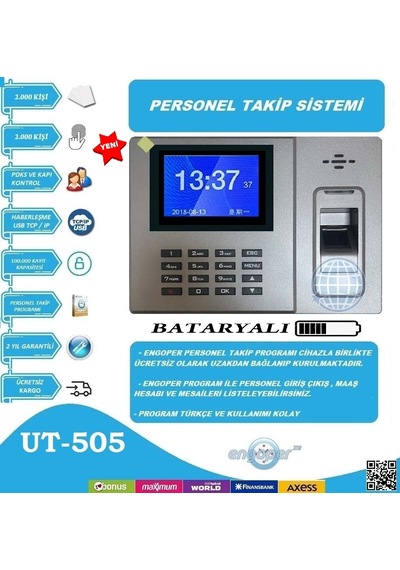 Bataryalı Parmak İzi Kart Okutma Ve Şifre Personel Takip Sistemi