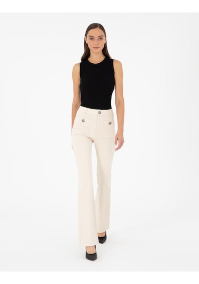 Pierre Cardin Kadın Ekru Pantolon Kanvas-chino 50292885-vr019 Ekru