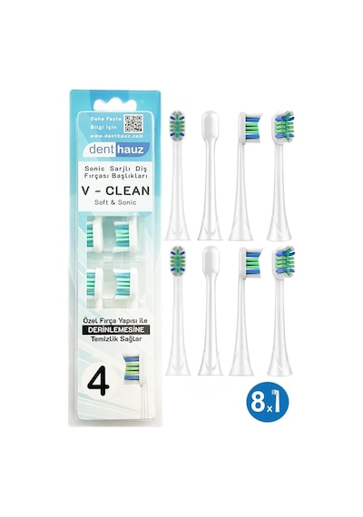 V Clean Sonic Soft Temizlik - Philips Sonicare Uyumlu 8 Adet Yedek Başlık