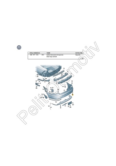 Passat B7 Arka Tampon Çeki Demir Kapağı 3ae807441