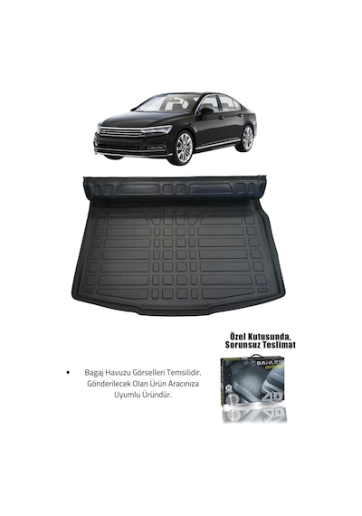 Sahler Volkswagen Passat B8 2015-2023 Uyumlu 4.5d Premium Havuzlu Oto Paspas Ve Liner Marka 3d Bagaj