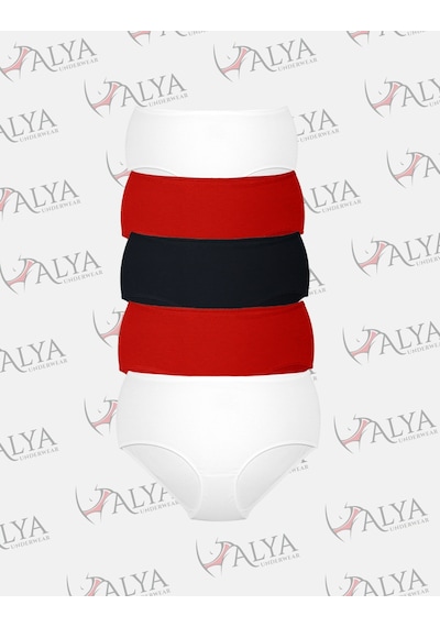 Alya Underwear Kadın Büyük Beden Külot Battal Full Brief, Yüksek Bel 5xl, 6xl, 7xl 5 Farklı Renk 1 Pakette Çok Renkli P41