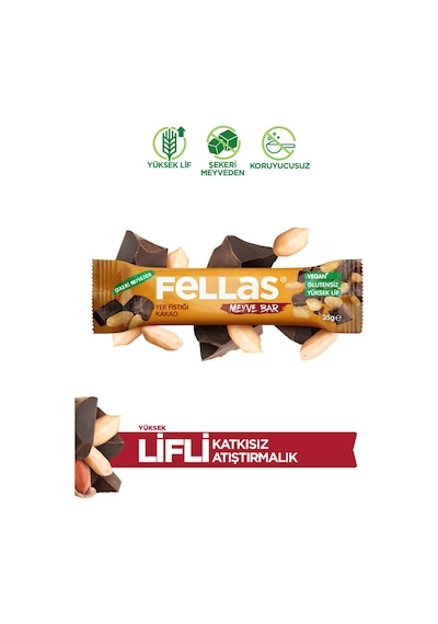 Fellas Meyve Bar - Yer Fıstığı ve Kakaolu 35g x 12 Adet
