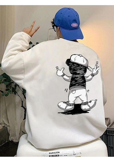 Startmore Adrift Bear Oversize Bisiklet Yaka Pamuklu Sweatshirt Beyaz Beyaz