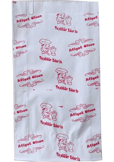 Afiyet Olsun Baskılı Körüklü Esmer Kağıt Kese Kağıdı - 11,5x20 Cm. - Ort. 210 Ad. - 1 Kg. - Paket Be