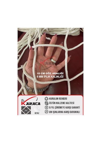 2x4 Mt Balkon Çocuk Güvenlik Filesi -6mm Kalınlık, 10x10 Gözenek + Montaj Aparatları-çelik Dubel