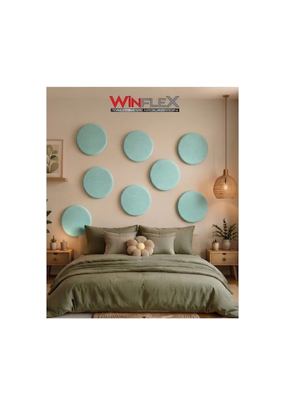 Winflex 50x50 Cm Daire Kumaş Kaplı Akustik Panel 1 Adet Su Yeşil