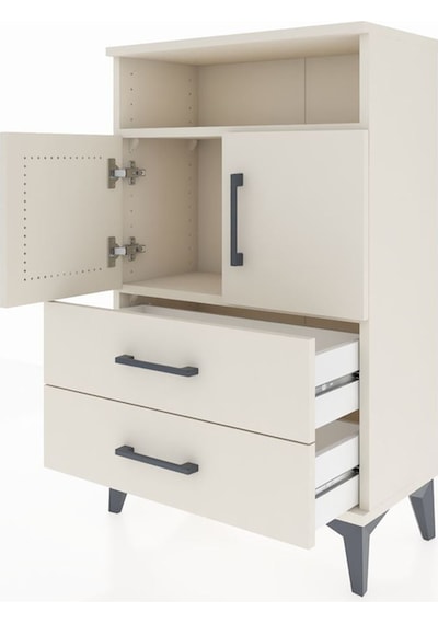 Arges Komodin 2 Raflı 2 Çekmeceli 2 Kapaklı 60x30x96 Aytaşı-a... Aytaşı