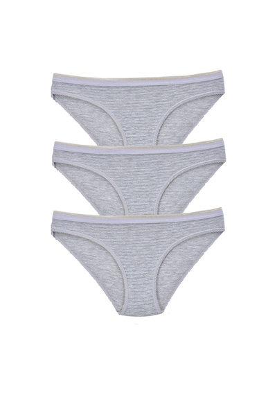 Pemilo Kadın 3'Lü Paket Desenli Bikini Külot Gri (481017809)-Tek Ebat-Gri
