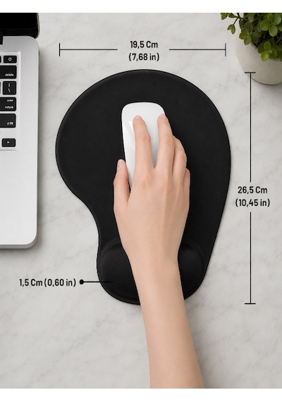 Siyah Comfort Bilek Destekli Siyah Rahat Konforlu Mouse Pad, Ergonomik Mouse Pad,ofis,ev, Siyah