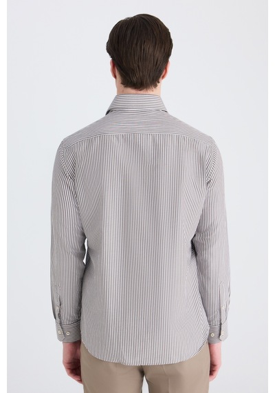 D'S Damat Ds Damat Slim Fit Kahverengi Çizgili Gömlek 5hf02hd01186m Çok Renkli