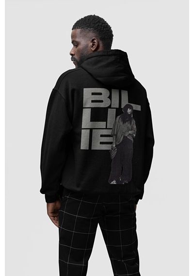 Sevbano Billie Eilish Baskılı Unisex Oversize Tasarım Şarkıcı Hoodie Siyah