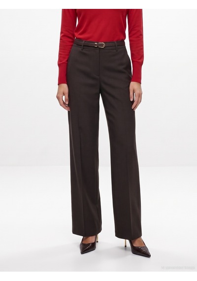 Dilvin 72818 Yüksek Bel Kemerli Pantolon Kahverengi
