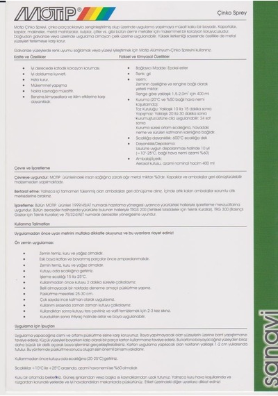 Motip Isıya Dayanıklı Çinko Spreyi 400 ML