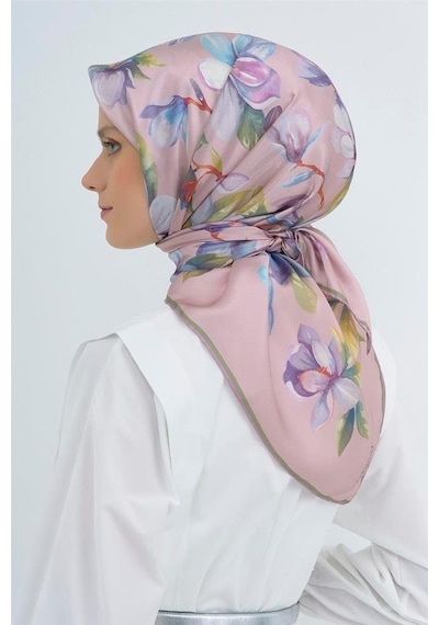 Armine İpek Eşarp 2026 Yaz - 9524-52 Pudra Mor Sura