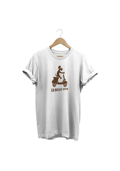 La Bella Vita Baskılı Beyaz T-shirt Beyaz