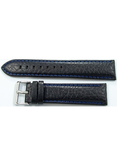 Bizon Siyah Deri Saat Kordonu 22Mm Lacivert Spor Dikişli Kayışı D (480001409)
