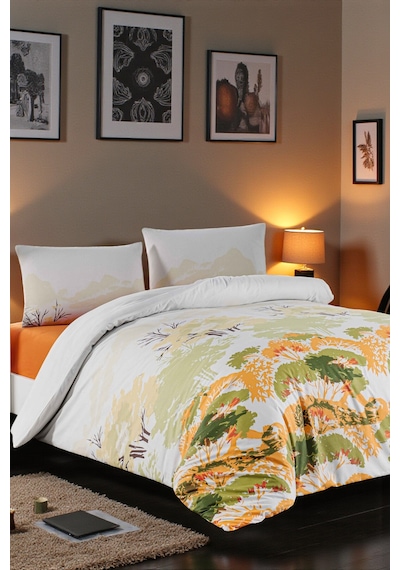Çift Kişilik Nevresim Seti 200x220 Cm %100 Pamuk Çarşafsız 2 Adet Yastık Kılıflı Çok Renkli