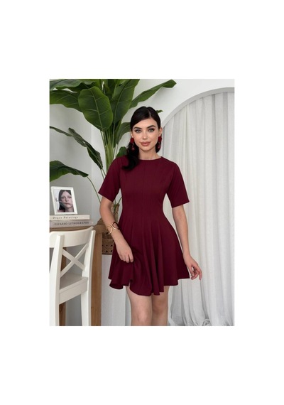 Butik İstanbul Crem Pliseli Elbise Bordo