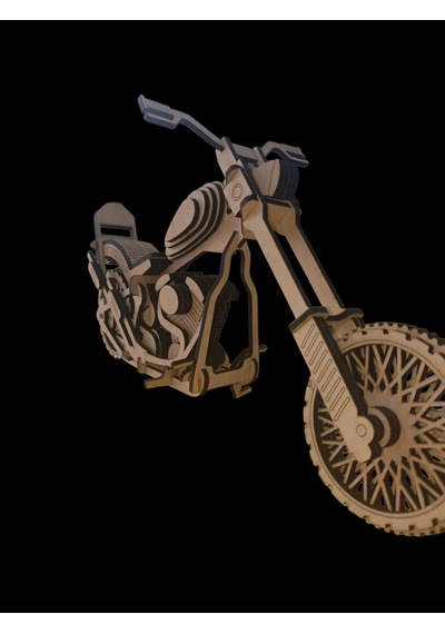Ahşap Motosiklet Maketi Dekoratif El Yapımı 40 20 Cm
