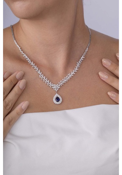 Gümüş Pazarım Hürrem Sultan Modeli Safir Taşllı Damla Motifli 925 Ayar Gümüş Kolye Çok Renkli Gümüş Pazarım Hürrem Sultan Modeli Safir Taşllı Damla Motifli 925 Ayar Gümüş Kolye Çok Renkli