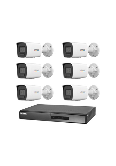 Hikvision 6 Kameralı 4 Mp Colorvu İp Güvenlik Kamera Seti Ds-2cd1047g2h-lıuf Dahili Mikrofonlu
