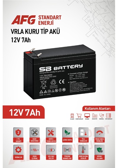 6 Adet Sb Battery 12v 7ah Bakımsız Kuru Akü