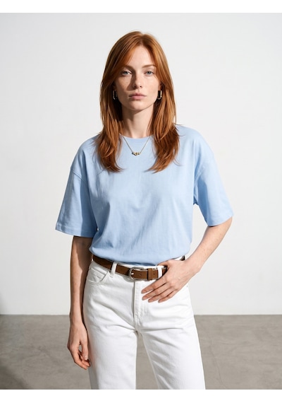 Dilvin 31017 %100 Pamuk Basic T-shirt-açık Mavi
