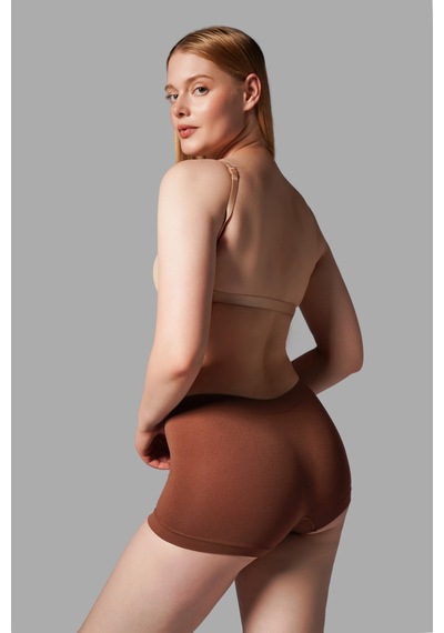Fit Women Kadın Boxer Toparlayıcı İz Yapmayan Seamless Örme Boxer 2001 Kahverengi