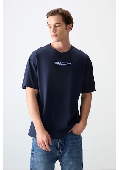 Air Jones Tommy Life Lacivert %100 Pamuk Kalın Yumuşak Dokulu Oversize Fit Baskılı Erkek T-shirt - 88356 Lacivert Air Jones Tommy Life Lacivert %100 Pamuk Kalın Yumuşak Dokulu Oversize Fit Baskılı Erkek T-shirt - 88356 Lacivert