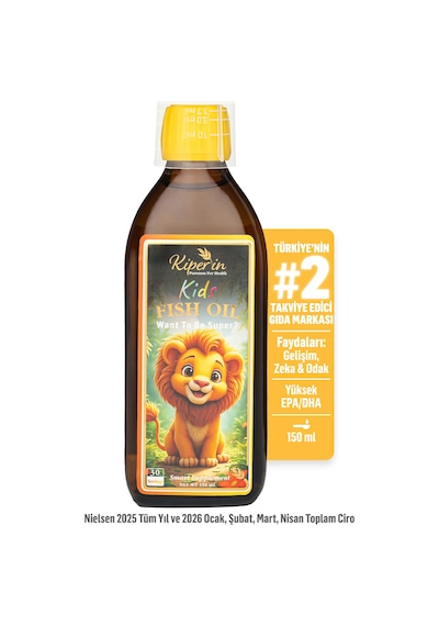 Kiperin Kids Fish Oil Çocuk Özel Yüksek Balık Yağı: 1800, Omega 3:1206mg, Epa:180mg, Dha:900mg 150ml
