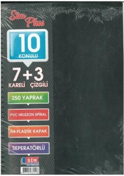 Sımplus A4 7+3 250 Yp Plastik Kapak Ayraçlı Defter Siyah