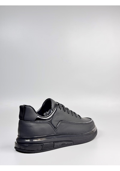 Daytex 2220 Togga - İçi Dışı Hakiki Dana Derisi İnce Rugan Şeritli İthal Air Tabanlı Ortopedik Siyah Erkek Casual Sneaker