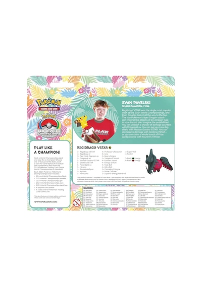 Pokemon Tcg 2024 World Championships Deck Evan Pavelski 60 Kart Pin Coin Oyun Matı Kutu