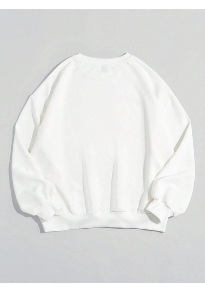 Adrift Qutie Slogan & Cartoon Graphic Drop Shoulder Sweatshirt Beyaz Beyaz