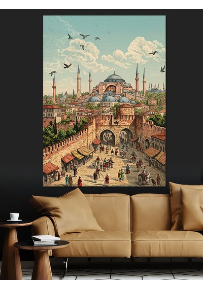 Kalabalık Ayasofya Camii İstanbul Dekoratif Kanvas - Mdf Ahşap Tablo