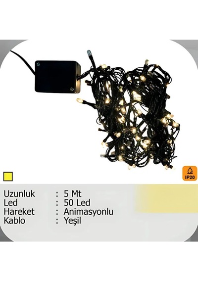 Elektrikhouse Led Peri Işığı 50 Led -animasyonlu 5 Metre Çok Renkli
