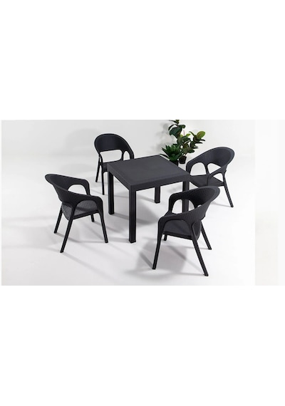 Garden Masa Takımı 1 Masa + 4 Sandalye Antrasit Bahçe Balkon Teras Antrasit Garden Masa Takımı 1 Masa + 4 Sandalye Antrasit Bahçe Balkon Teras Antrasit