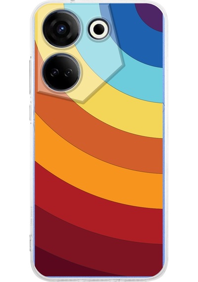 Tecno Camon 20 İle Uyumlu Renk Cümbüşü 1 Baskılı Kamera Korumalı Şeffaf Kılıf