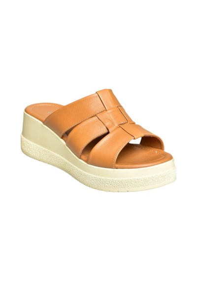 Fox Shoes U555330903 Taba Hakiki Deri Kalın Tabanlı Kadın Terlik Taba-hakiki Deri
