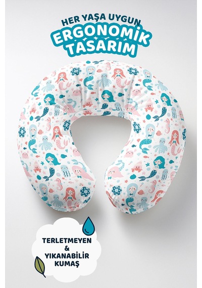 Deniz Kızı Desenli Pamuklu Boyun Yastığı - Sevimli Turkuaz Pembe Çocuk & Yetişkin Seyahat Yastığı Soft Toprak Petrol Mavisi Deniz Kızı Desenli Pamuklu Boyun Yastığı - Sevimli Turkuaz Pembe Çocuk & Yetişkin Seyahat Yastığı Soft Toprak Petrol Mavisi