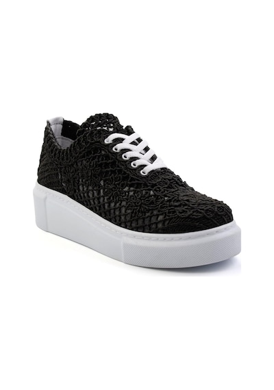 Siyah Hakiki Deri Kadın Sneaker K01303018716 Siyah