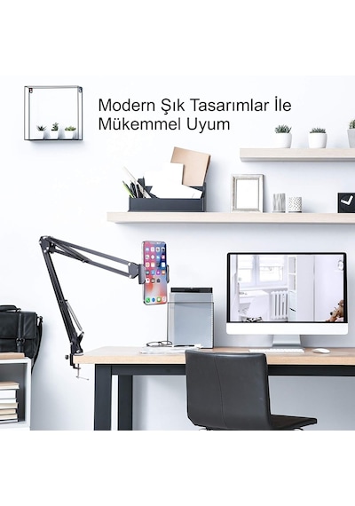 Hymark Esnek Metal Uzun Kollu Telefon Tablet Tutucu Teleskopik